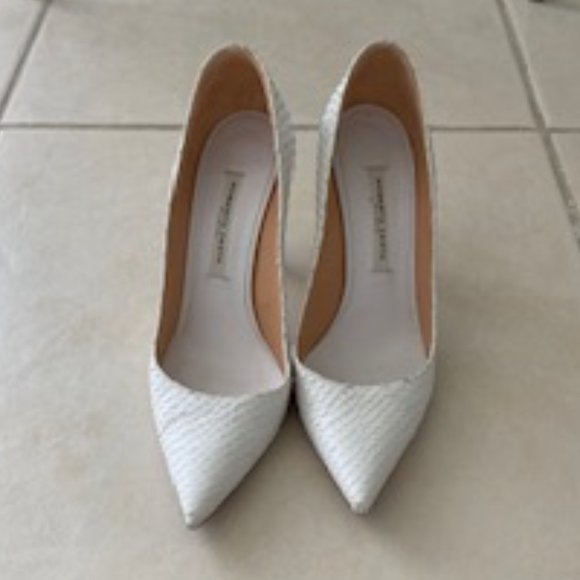 ROBERTO FESTA MILANO WHITE LEATHER EMMA SNAKE PUMPS  SIZE 38